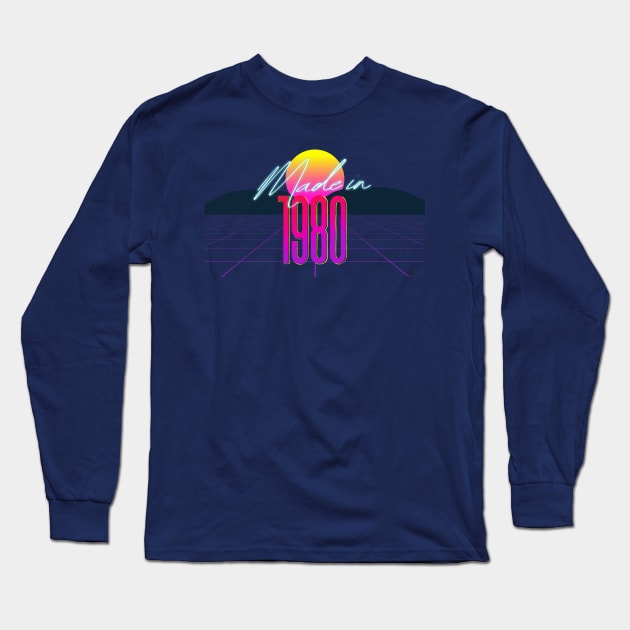 Made In 1980 ∆∆∆ VHS Retro 80s Outrun Birthday Design Long Sleeve T-Shirt by DankFutura